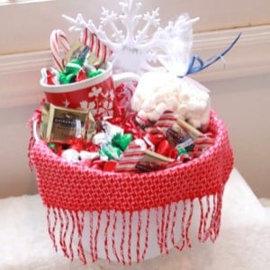 Snowman Xmas Tray RED DIY Gift Basket Hamper Kit Bow Bag & Tag Shred Santa 