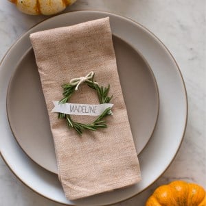 Rosemary Wreath Thanksgiving Table Place Cards 