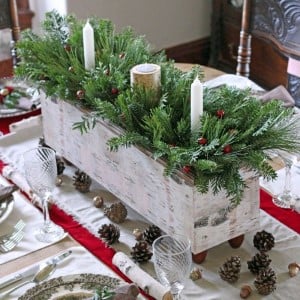 Birch Christmas Table Centerpiece