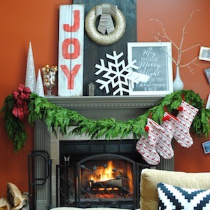 Mantel with joy sign