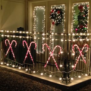 Candy Cane Christmas Light Balcony idea 