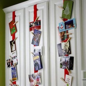 Kitchen Cabinet Christmas Card Display