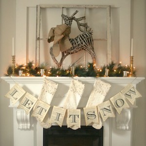 Reindeer Mantel and Let It Snow Banner