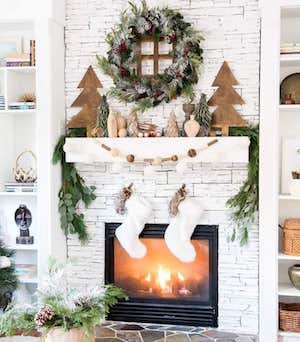 Neutral and Natural Christmas Mantel