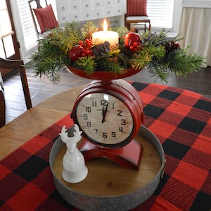 Vintage Kitchen Scale Christmas Centerpiece