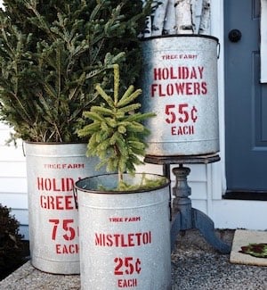 Rustic Christmas Bucket decorations for the porch