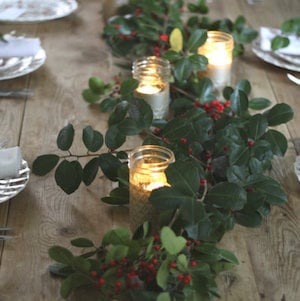 Holly Christmas Table Runner