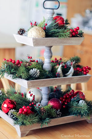 Christmas Tiered Tray Kitchen Decor