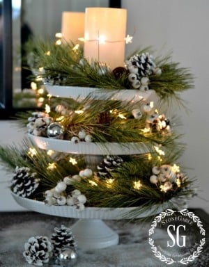 Christmas tiered tray Centerpiece