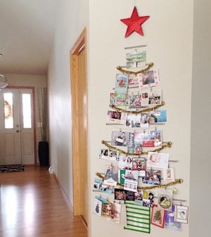 Washi Tape Christmas Tree Card Holder for apartment wall