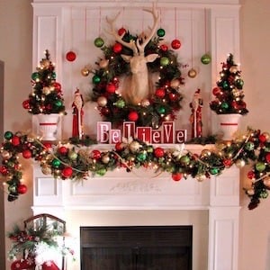Beautiful Christmas Ornament Mantel