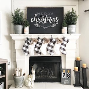 Buffalo Check Farmhouse Mantel