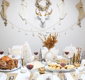 Elegant & Modern Gold and White Christmas Table Decorations
