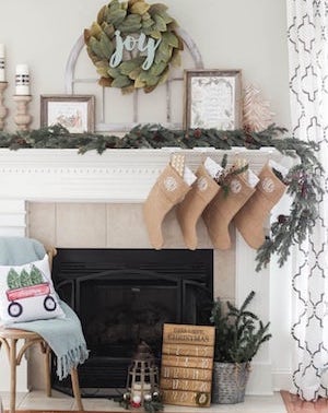 Magnolia Wreath Christmas Mantel Decor