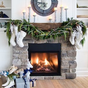 White Rustic Christmas Mantel Decor