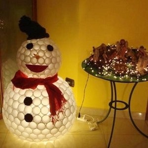 DIY Snowman from Plastic Cups