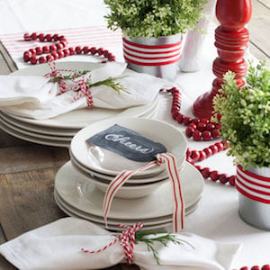 Red Striped Christmas Table