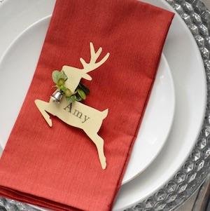 Christmas 2018 Table Decorations Name Place Cards Santa Hat Red & Green Reindeer 