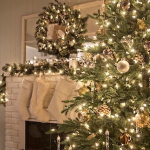 Rústico Glam Manto navideño y adornos para árboles