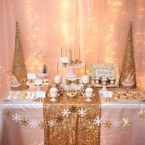 White Christmas Party dessert table