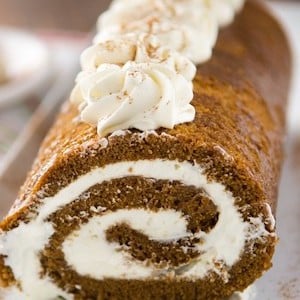 Gingerbread Cake Roll with whipped cream
