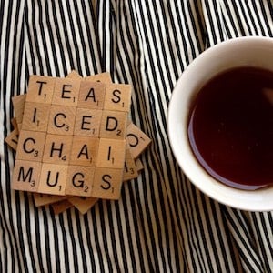 scrabble tile coaster