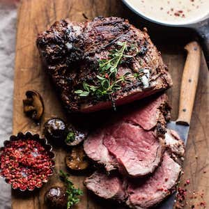 Roasted Beef Tenderloin with Mushrooms and White Cream Sauce