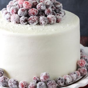 White Chocolate Cake with Sugared Cranberries 