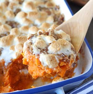 Sweet Potato Casserole with Marshmallows and Streusel