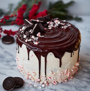 Candy Cane Crunch Christmas Cake