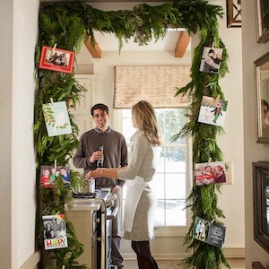 DIY Christmas card garland for doorway