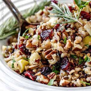 Cranberry Apple Pecan Wild Rice Pilaf christmas party side dish