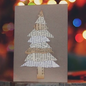 Book Page Christmas Tree Card 