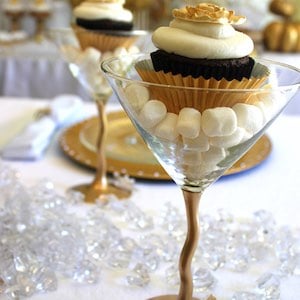 Cupcake in a Gold Martini Glass