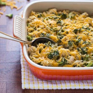 Healthy, Cheesy Broccoli Chicken Rice Casserole