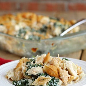 Chicken, Kale and Whole Grain Pasta Casserole 