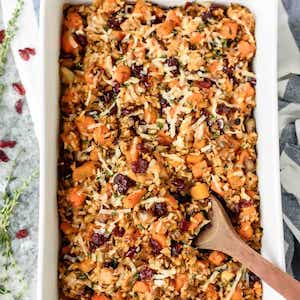 Wild Rice Chicken Casserole with Butternut Squash & Cranberries