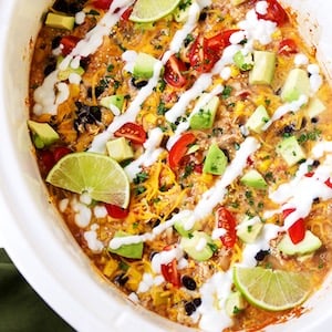 Crockpot Salsa Chicken Quinoa Casserole