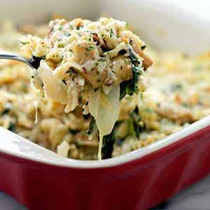 Spinach Artichoke Pasta Alfredo Casserole