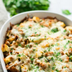 Sweet Potato Zucchini Casserole with Ground Turkey 