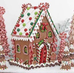 Festive red and green Gingerbread House Idea