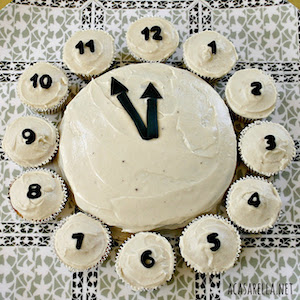 Countdown Clock Cake and Cupcakes
