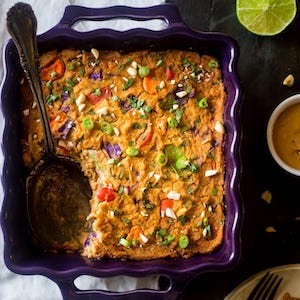 Thai Peanut Chicken and Cauliflower healthy Casserole