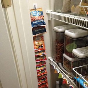 DIY hanging Chip Rack in the pantry