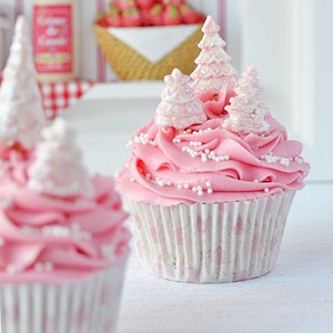 Pink Winter Forest Cupcakes