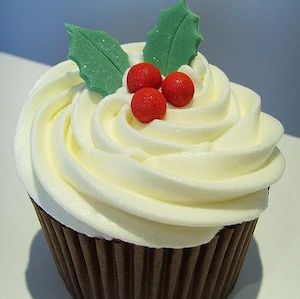 Holly Berry Cupcakes witth Vanilla Buttercream Frosting