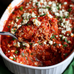 Greek Turkey Feta Rice Casserole