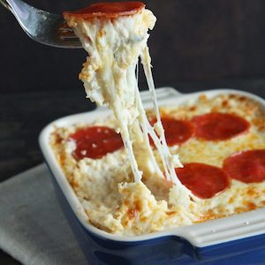 Low Carb Cauliflower Pepperoni Pizza Casserole