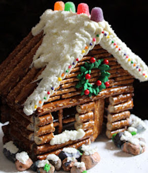 Pretzel Gingerbread Cabin