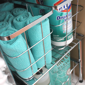  Under the Kitchen Sink Organization using wire baskets